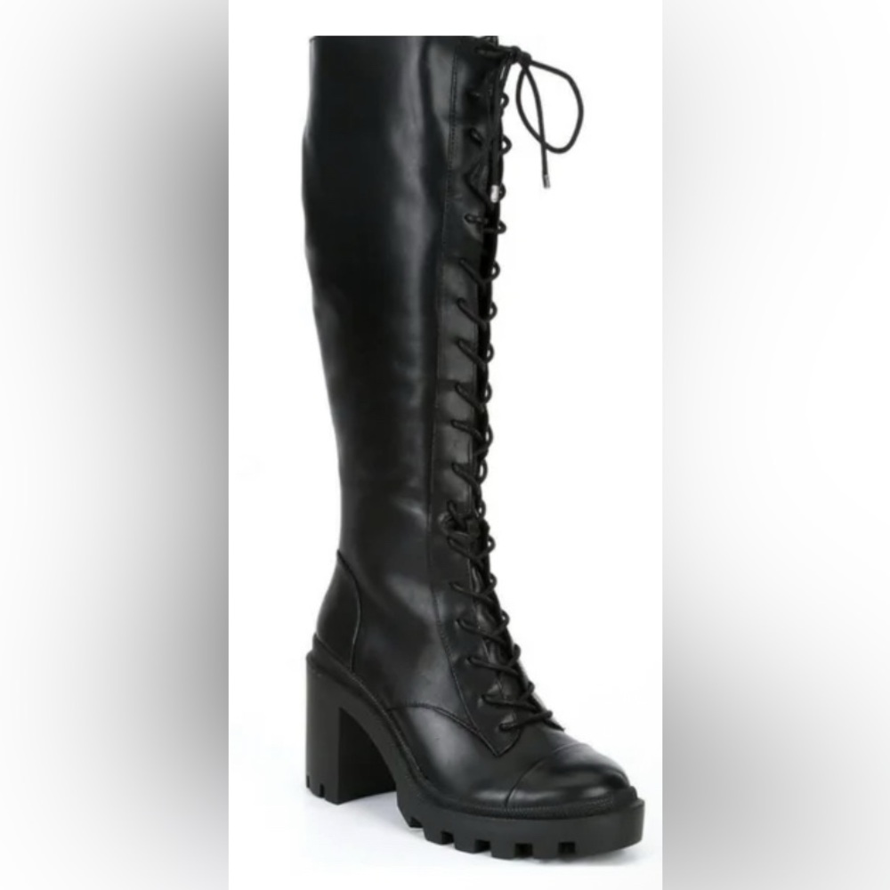 Gianni Bini Black Lace-Up Knee-High Boots